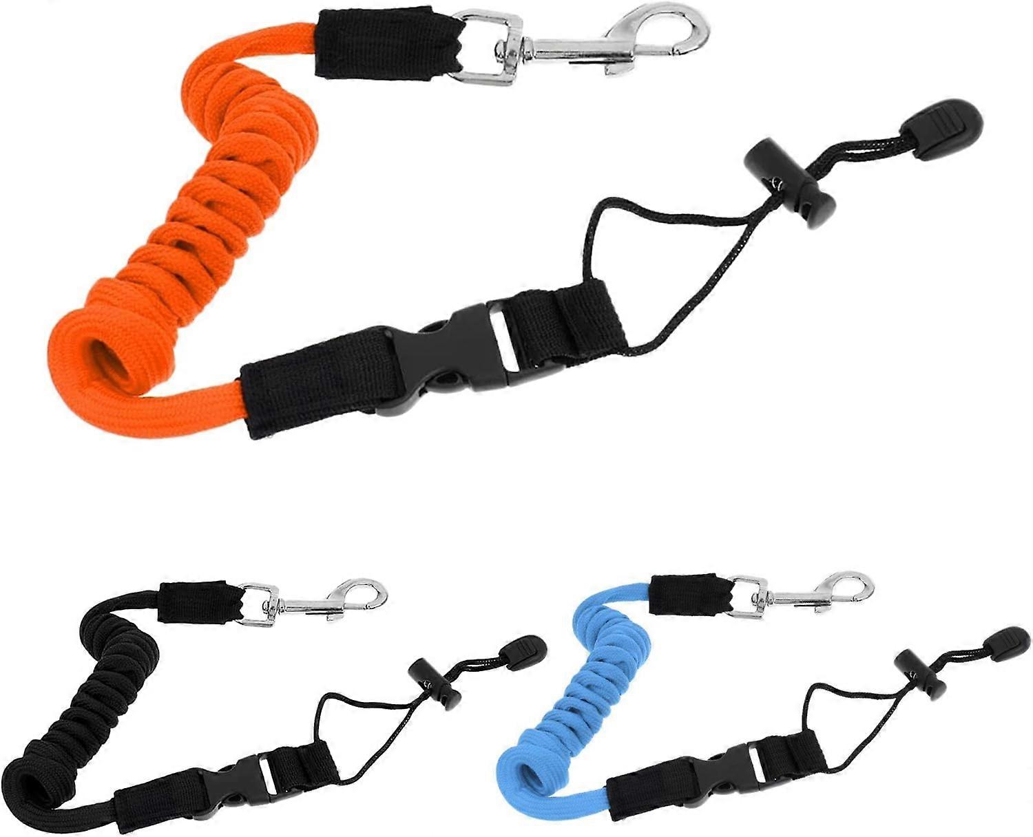 Canoe Kayak Paddle Leash, 3Pcs Safety Elastic Kayak Paddle Rope Set with Adjustable Belt Buckle and Metal Hooks for Kayak Boat Fishing Rod Surfing Acc
