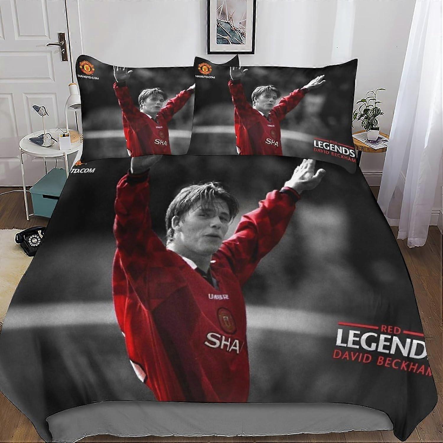 David Beckham Duvet Cover Set, with Pillowcases Microfiber Bedding Set with Zipper Closure 3 Pieces for Teens and Adults