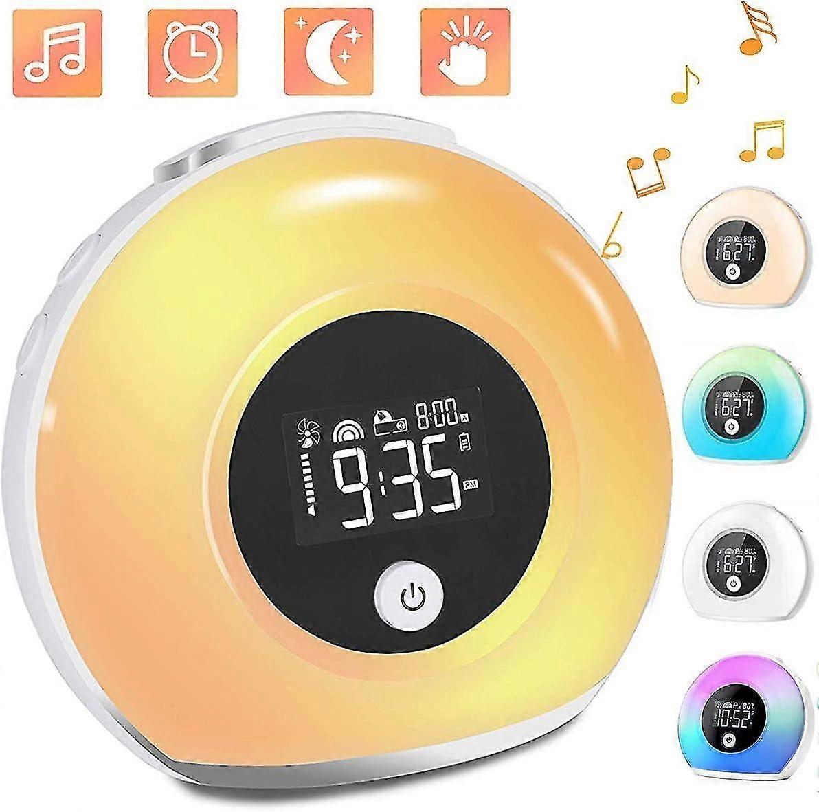 Light alarm clock, alarm clock with light and music for children, wake up light with bluetooth speak