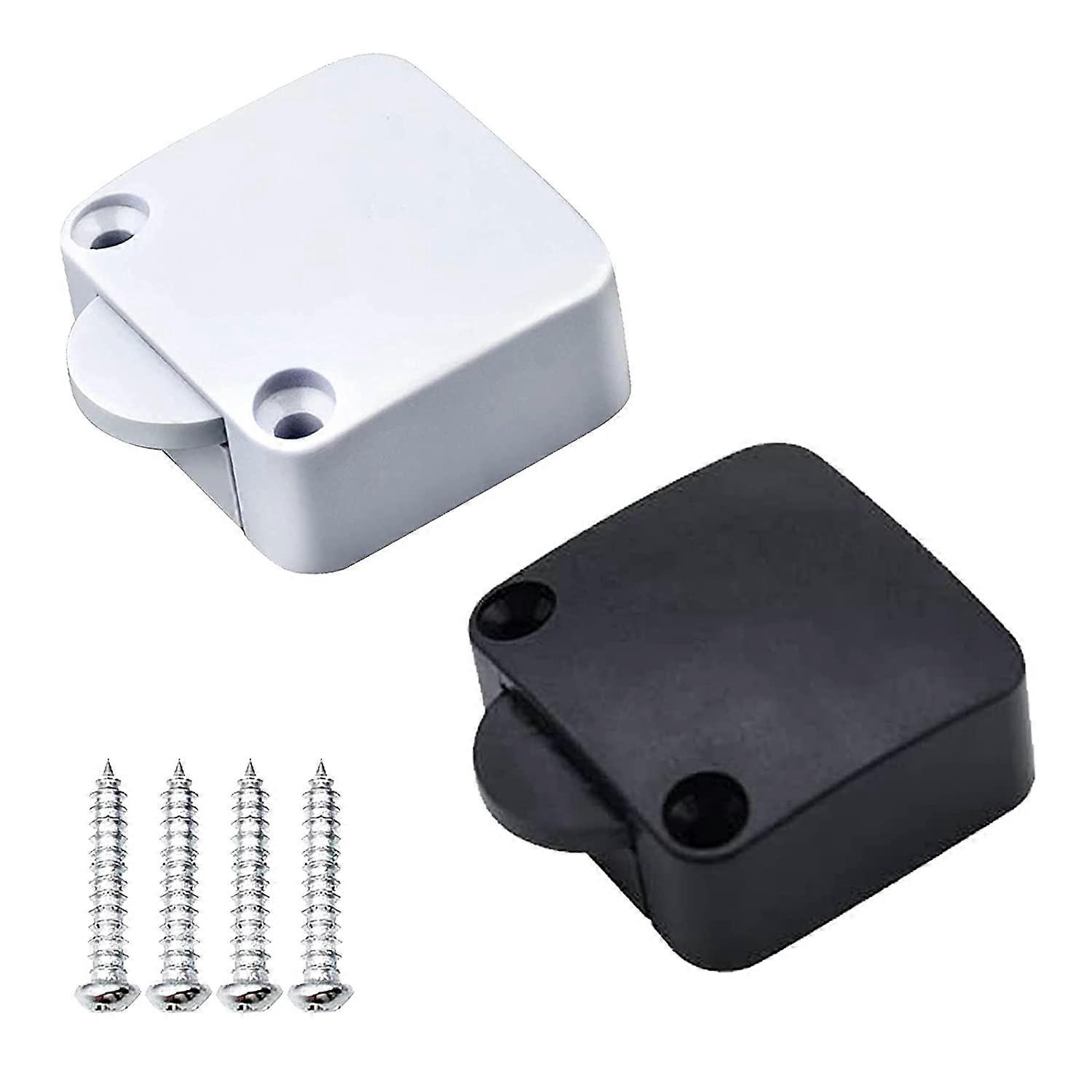 Cabinet Switch 2pcs Plastic Door Switch Button for Cabinet Door Bar Counter LED Light Off When Cabinet is Off (White+Black)