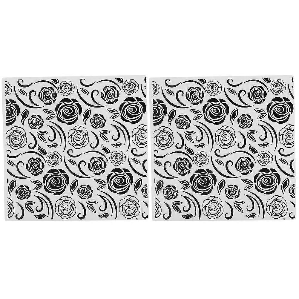 2Pcs EM200 Embossing Folder Rose Pattern DIY Plastic Embossed Template Paper Crafts