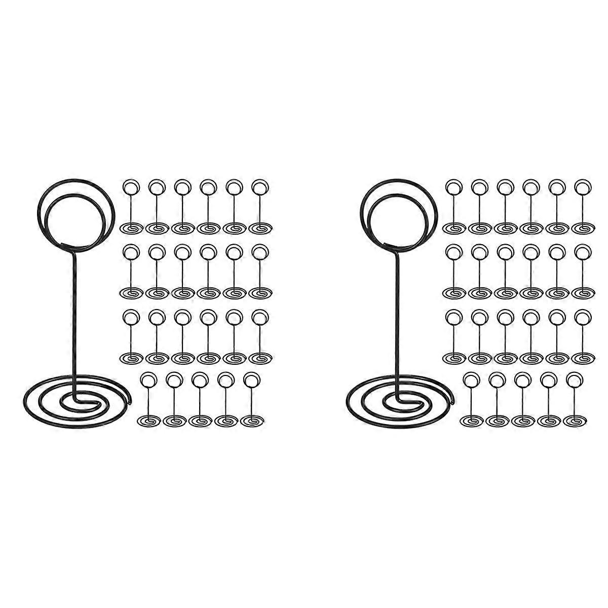 48 Pack Table Number Holder Wedding Table Name Card Holder Clips Picture Memo Note Photo Stand (Bla