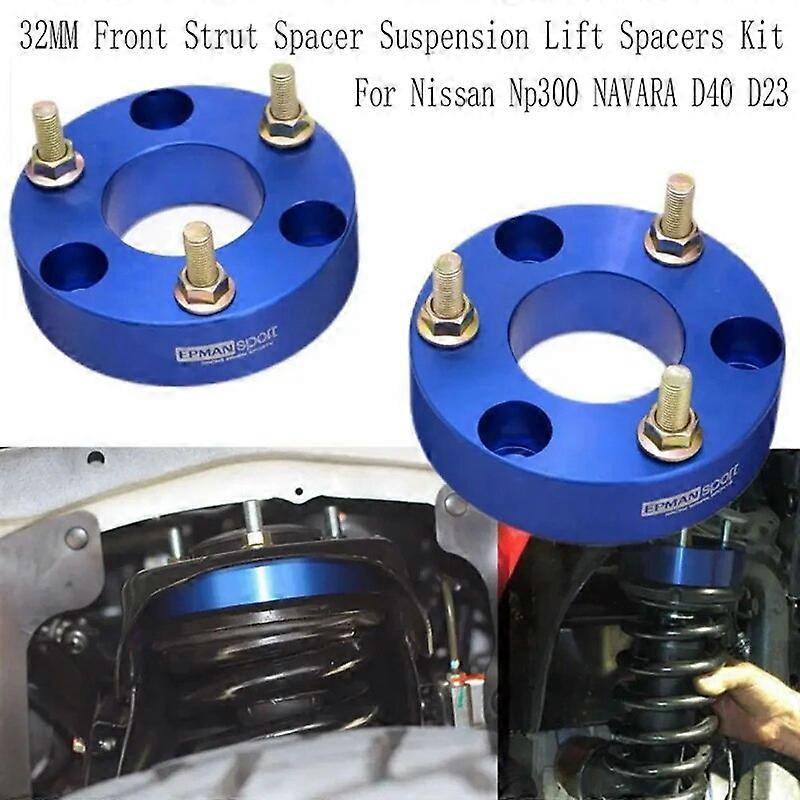 Blue/Light Pair Aluminum 32Mm Front Strut Spacer Suspension Lift Spacers Kit For Nissan Np300 Navara D40 D23 Epfl08ns40 Replacement Size 1
