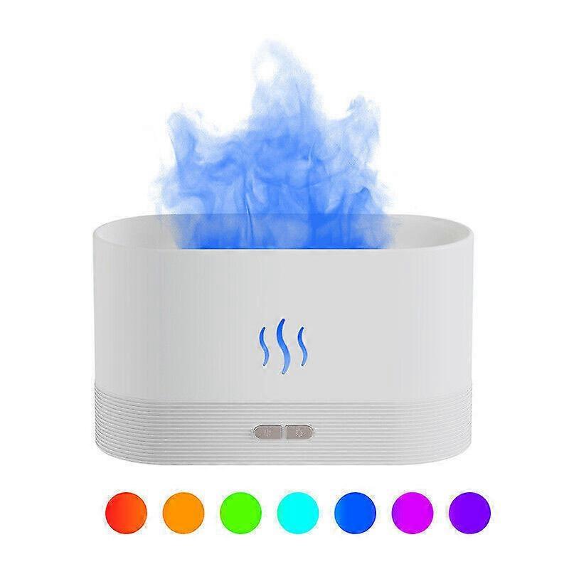 5D Flame Air Humidifier Essential Oil Diffuser Mist Maker 7 LED Color Changing White