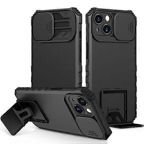 For iPhone 15 Stereoscopic Holder Sliding Camshield Phone Case