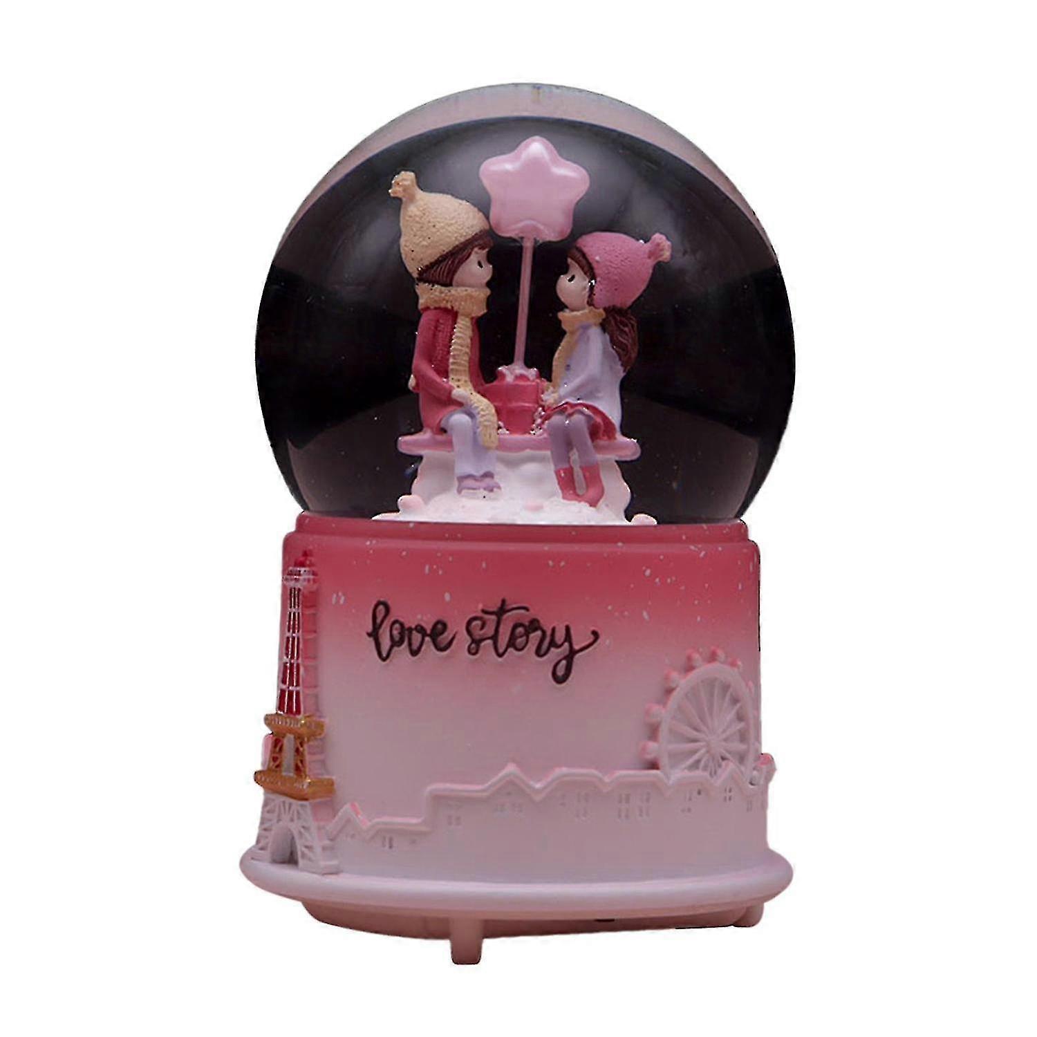 Go with You Crystal Ball Music Box Musical Snow Globe Crystal Ball Illuminated Musical Artware Valen