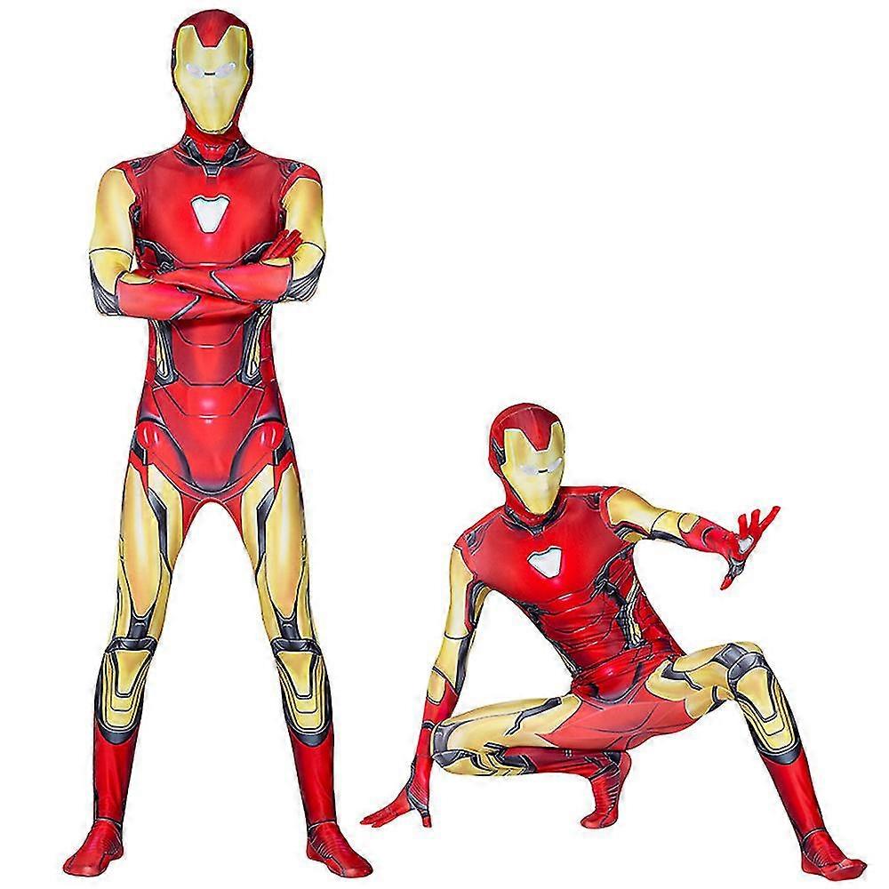 Men's Iron Man Cosplay Costume Bodysuit Full Body Jumpsuit Carnival Party