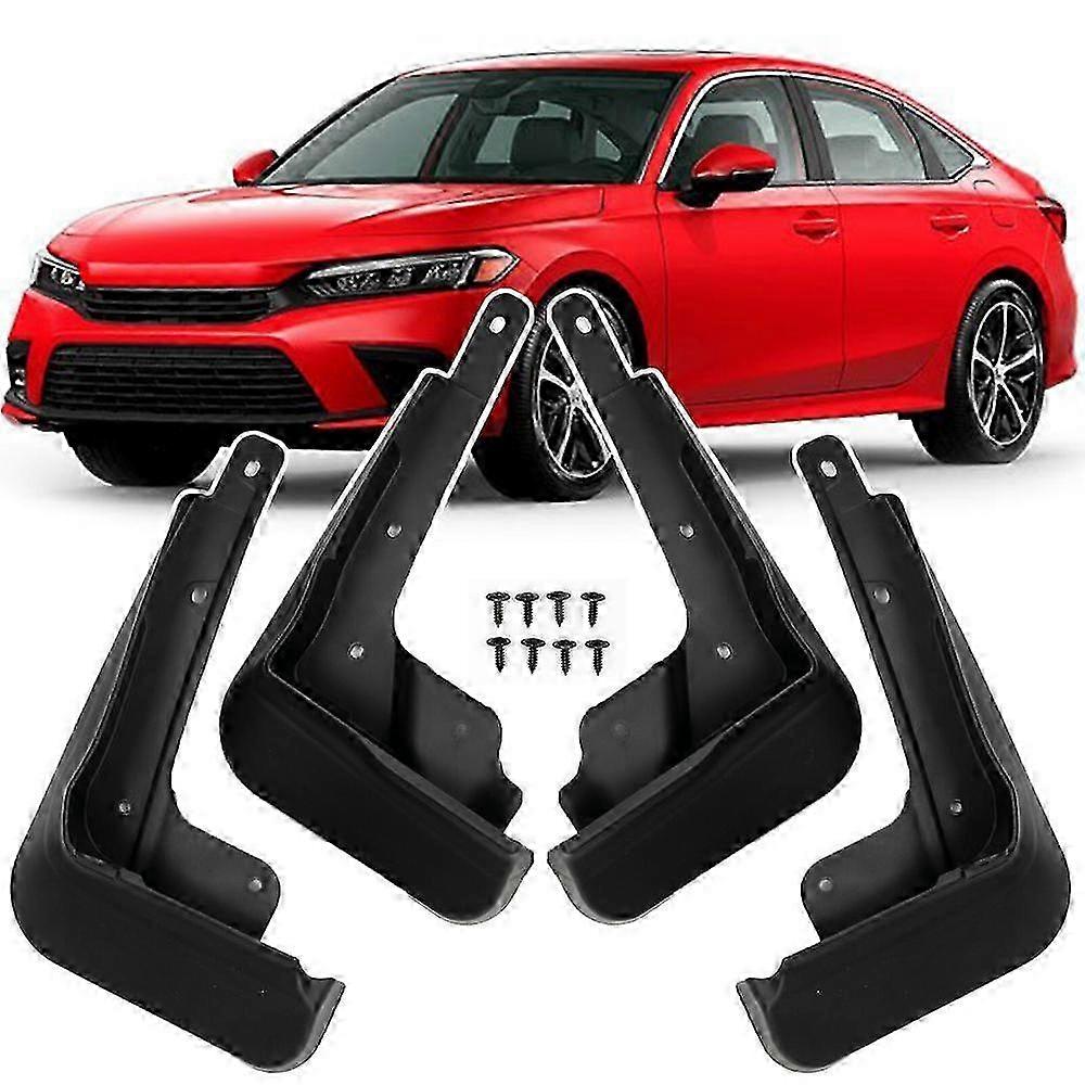 Genuine Honda Splash Guard Mud Flap Kit For 2017-2020 Civic SI 2dr Coupe (Part #08P00-TBJ-100) - Black, Set Of 4