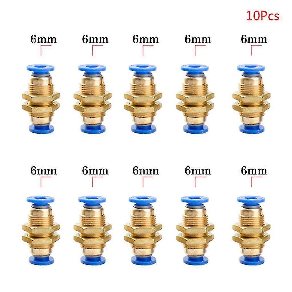 Bulkhead Union Connector Od Hose Plastic Push In Gas Quick Fitting 6mm 10mm