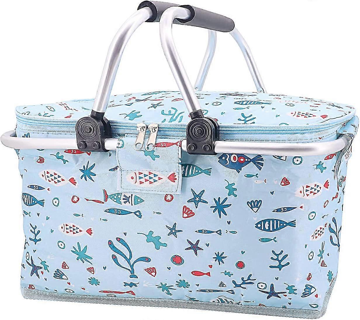 Collapsible Picnic Cooler Bag With Handle, Waterproof Lining - Collapsible Design For Camping, Traveling, Shopping, Outdoor Activities