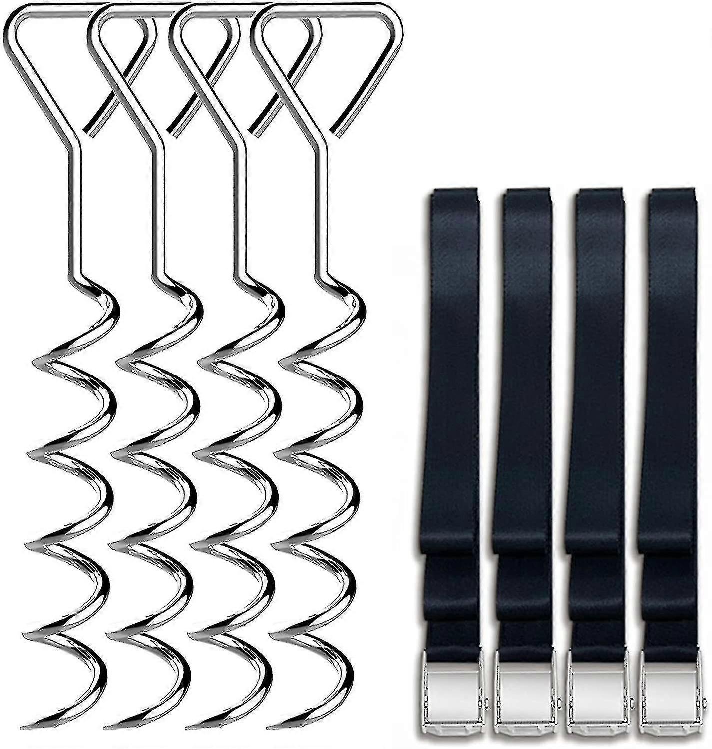 Trampoline Stakes Heavy Duty Trampoline Parts Corkscrew Shape Steel Stakes Anchor Kit With T Hook For Trampolines