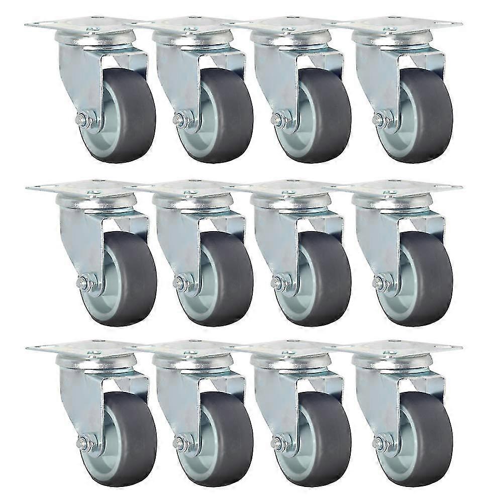 Set Of 12 Heavy Duty Polypropylene Swivel Castors Maximum Load 50 Kg Per Wheel 50 Mm