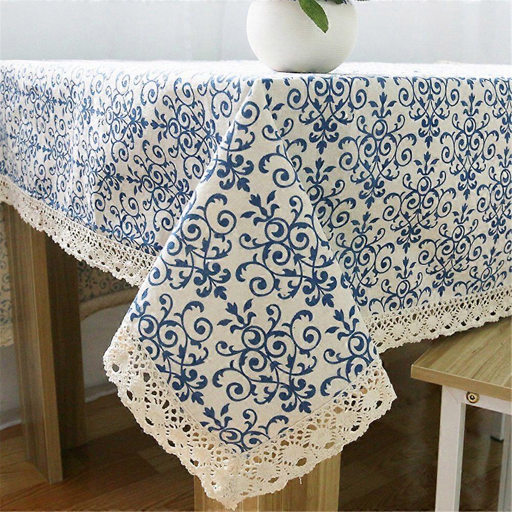 Toalha de mesa impressa do algodão do linho clássico do algodão da flor impressa100*140cm)