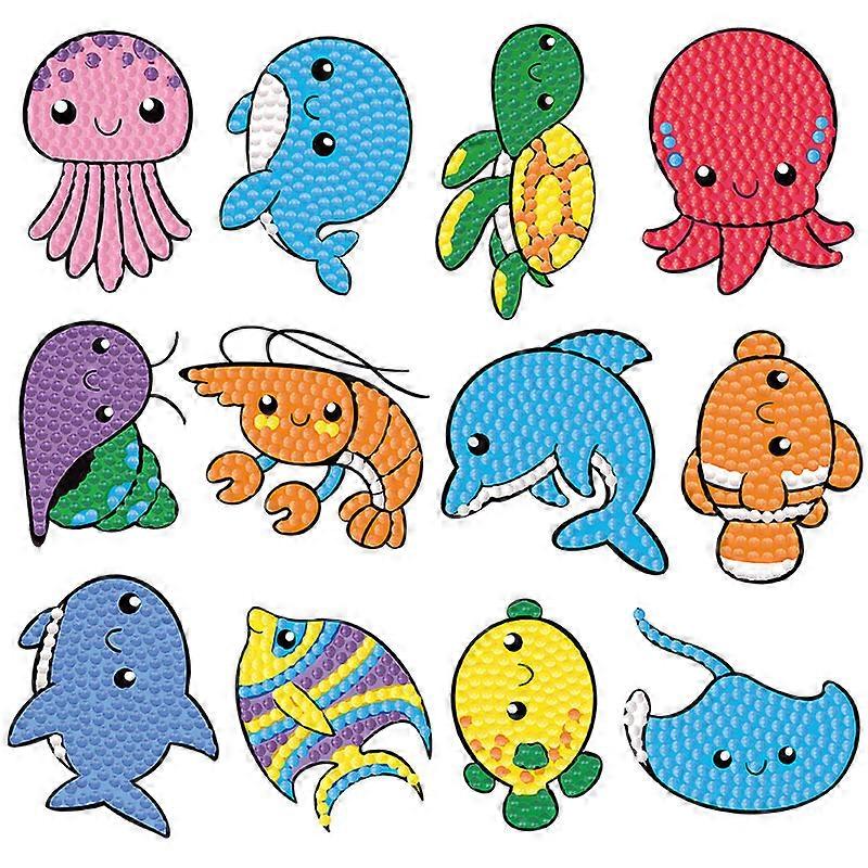 12pcs marine animal cartoon DIY handmade diamond stickers