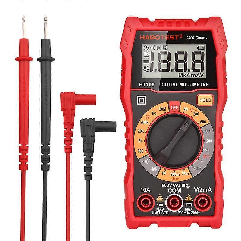 Digital Multimeter, Digital Multimeter, 2000 Counts Multifunction Voltmeter, Electrical Tester, Ohmmeter, Measures AC/DC Voltage, DC Current