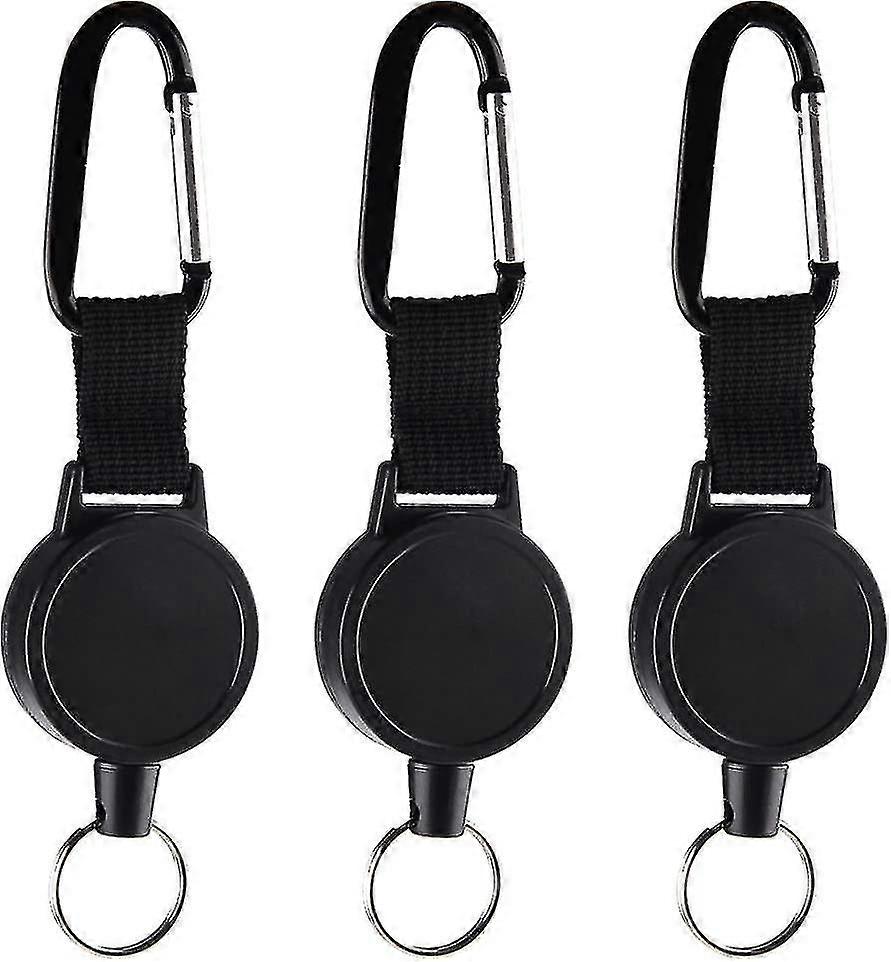 3 Pieces Id Badge Jojo Heavy-duty Extendable Keychain Retractable Key Roll Key Jojo Key Chain With 65 Cm/25 Inch Steel Wire Cord, Black