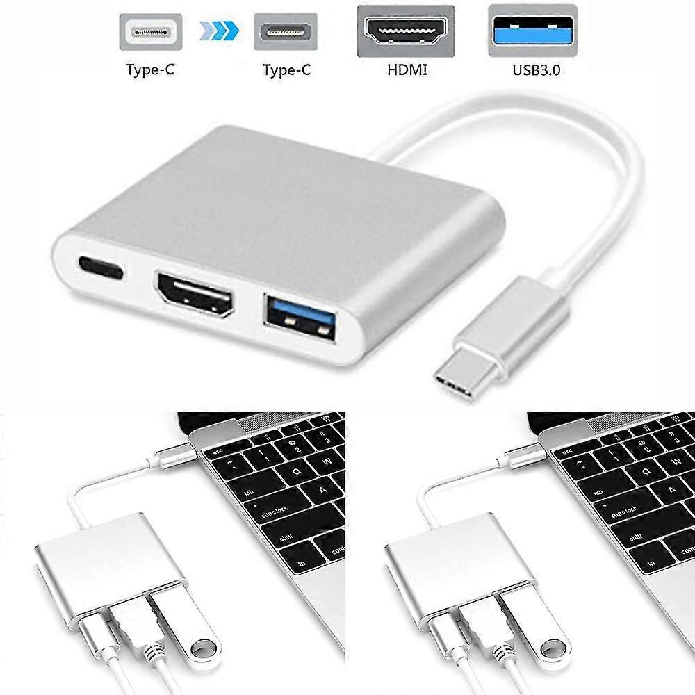 3 In 1 Hub Converter Type-c naar Usb-c 4k Hdmi Usb 3.0 adapterkabel voor Apple Mac