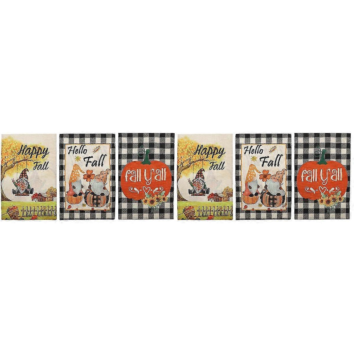 6 Pcs  Pumpkin Garden Flags Fall Yard Flags Double Sided Autumn Flags Decor