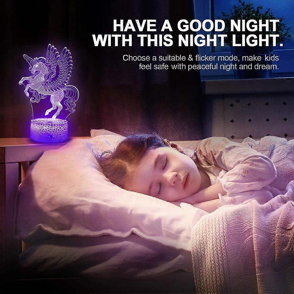 Unicorn Fairy 3D LED Night Light For Girls - Remote Control - Kids Bedroom Gift