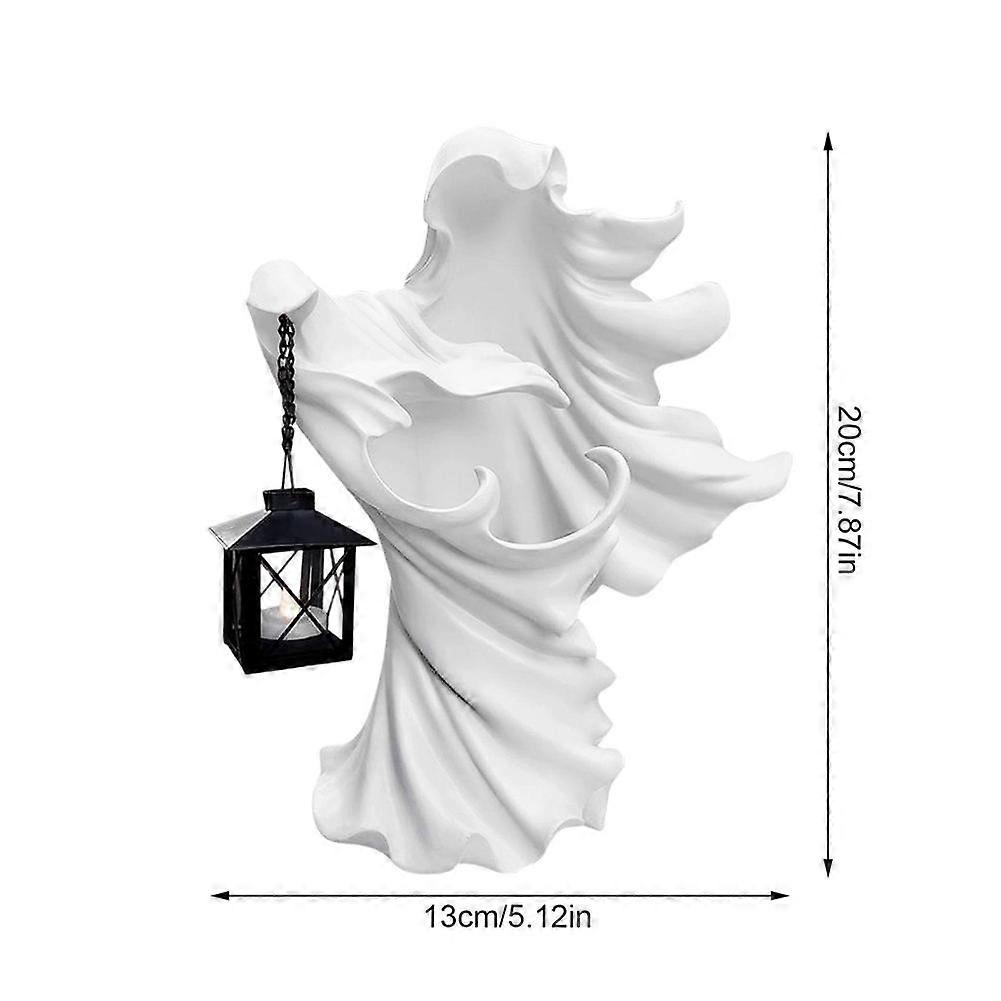 Halloweenská socha čarodějnice z pryskyřice Socha ducha s lucernou Pekelný posel Strašidelná řemesla Halloweenský veletrh