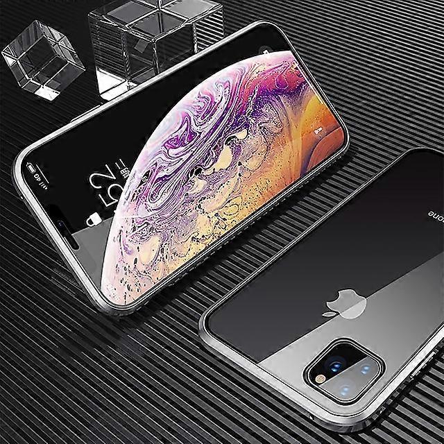 Magnetically-Adsorbed Metal Case With Screen Protector For iPhone 13 12 11 Pro Max Mini SE 2020 X XS XR 8 7 Plus Double-Sided Tempered Glass Full Phon