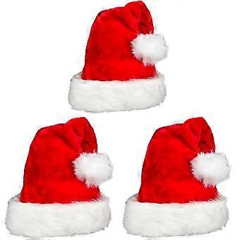 3-piece plush Christmas hat with large thickened ball plush Christmas hat Santa Claus hat