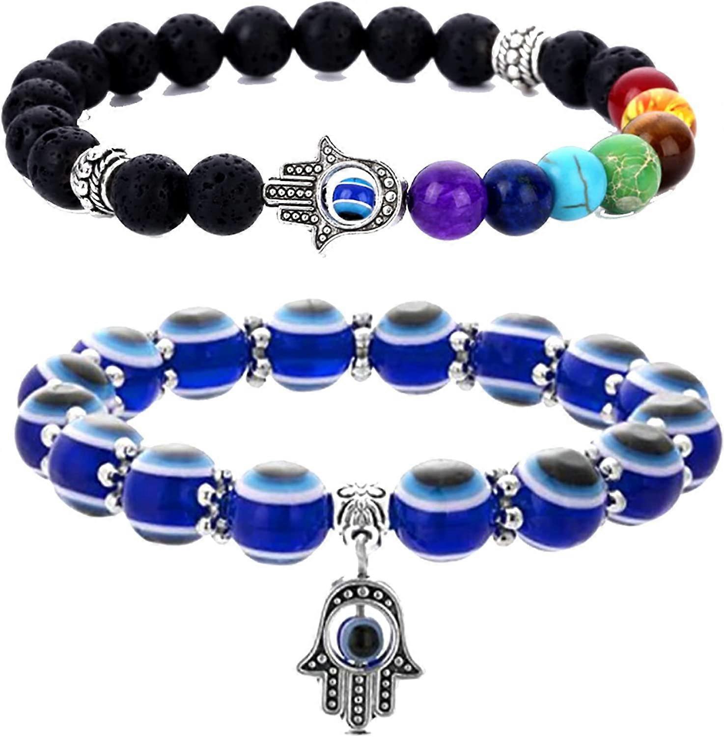 女性のための邪眼のブレスレット7ノットハンドマンドラッキーブレスレット女性男性のための調節可能な赤いロープストリング保護ブレスレット