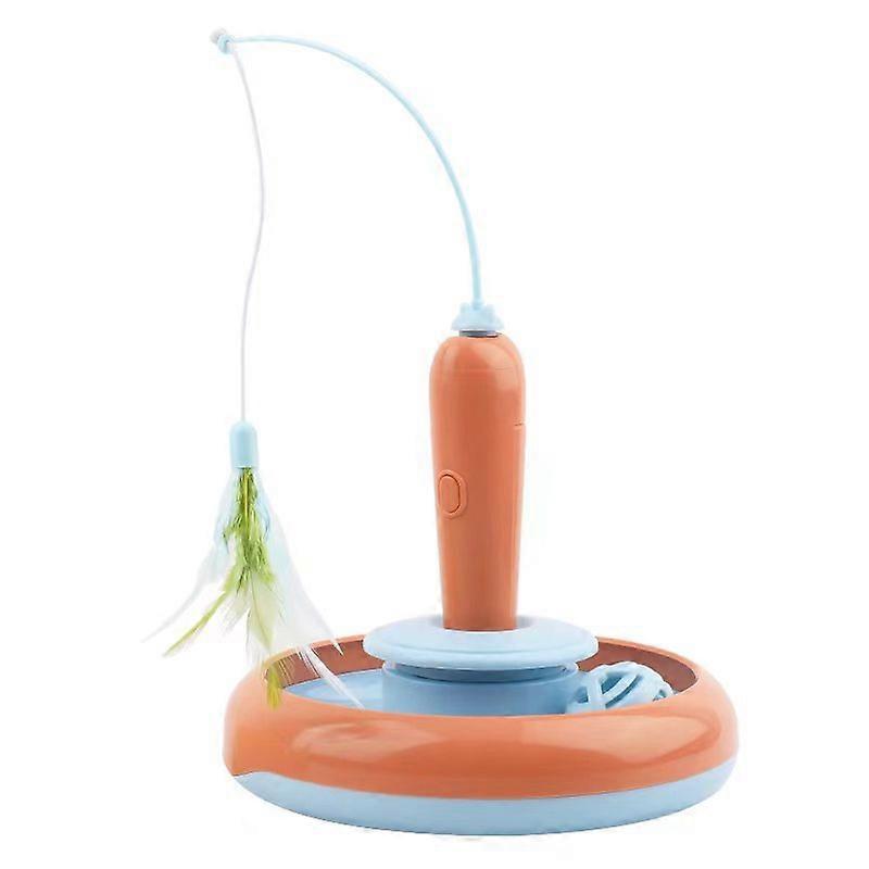 2 In 1 Electric Cat Stick and Tracks Toy Automatic Rotating Interactive Cats Toys Tracks Ball Turntable Pet Kitten Funny Sticks