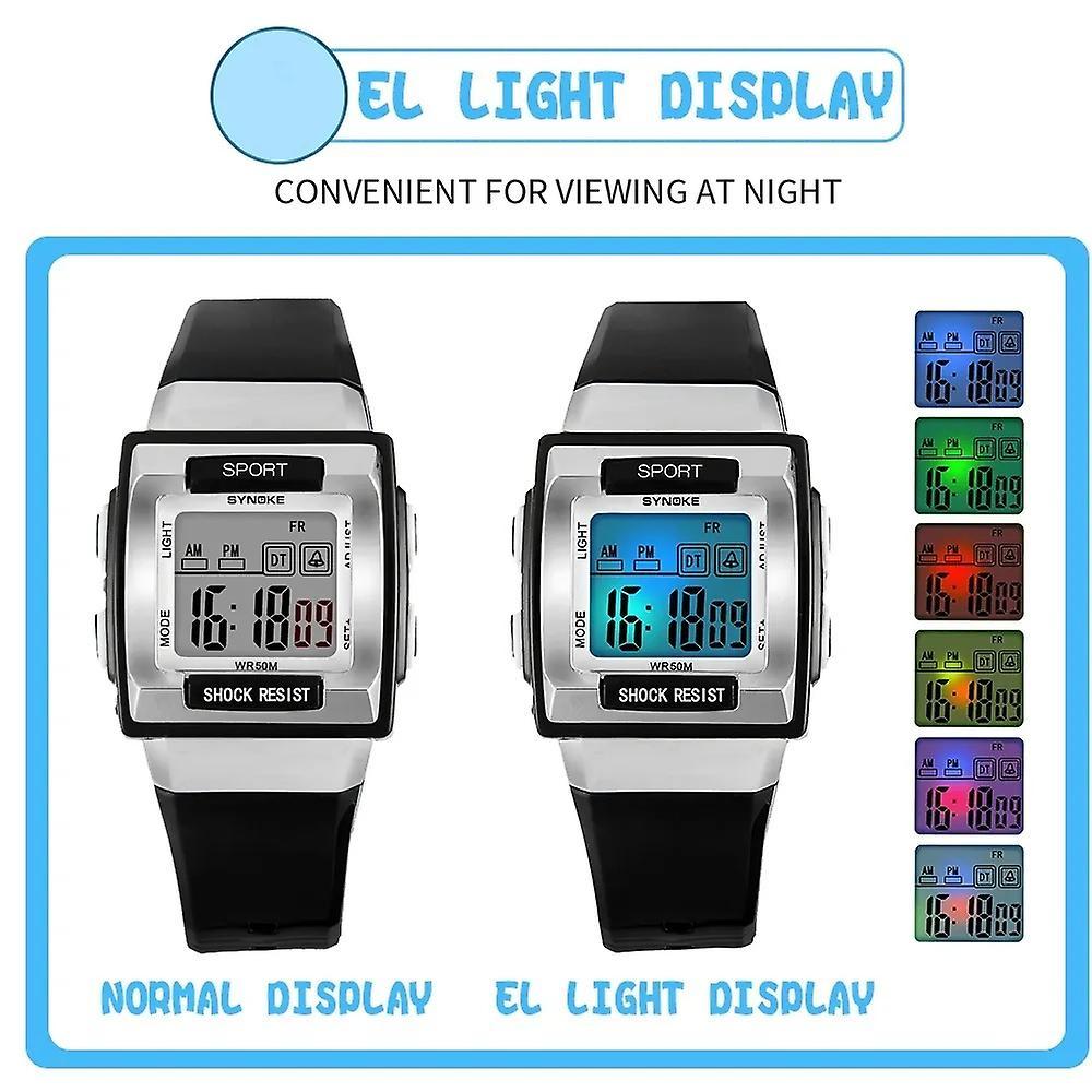 Reloj digital LED luminoso impermeable moda niños niñas reloj