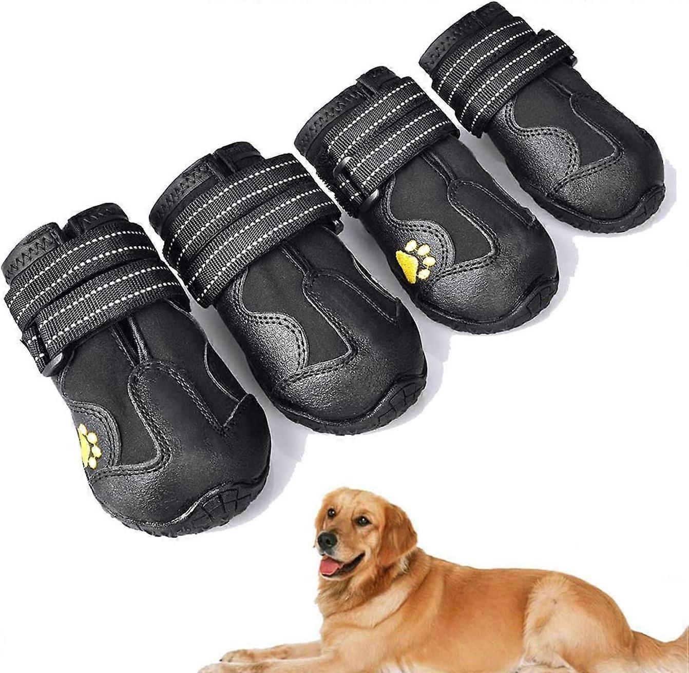 4 Pcs Waterproof Dog Boots - Adjustable Reflective Straps - Small Medium Dogs