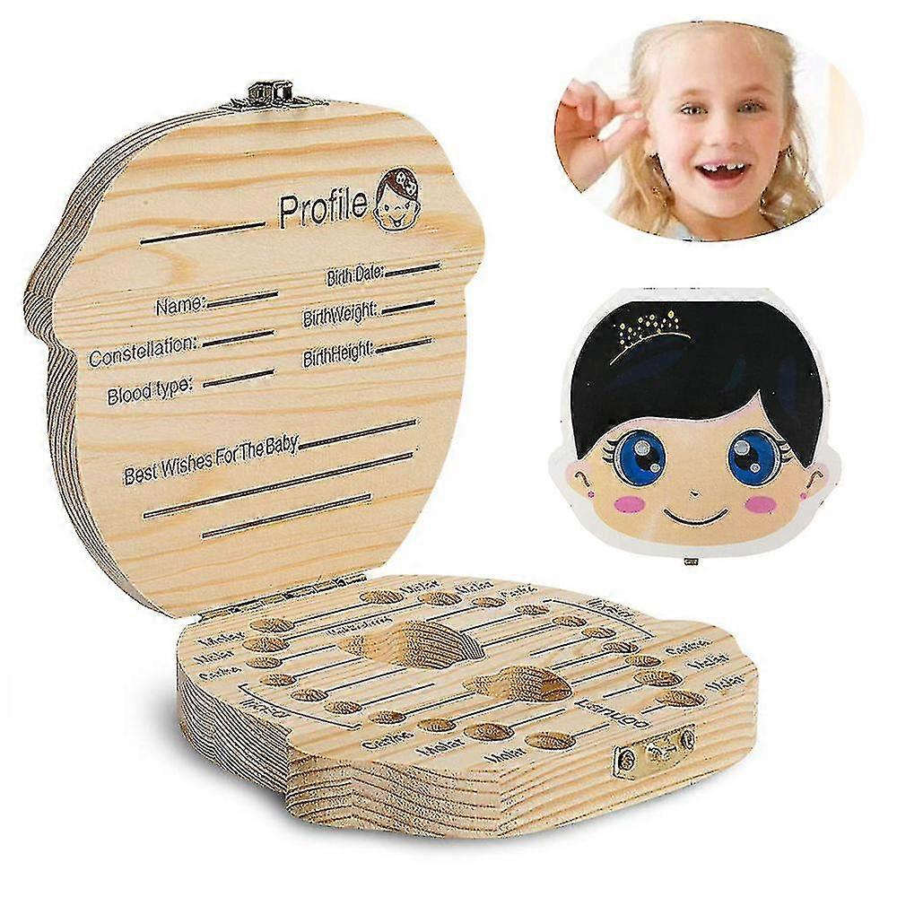 Baby Tooth Box Souvenir pour les filles, stockage de dents en bois et boîte d’économie pour les dents perdues enfants, nouveau-né bébé anniversaire et cadeau de douche