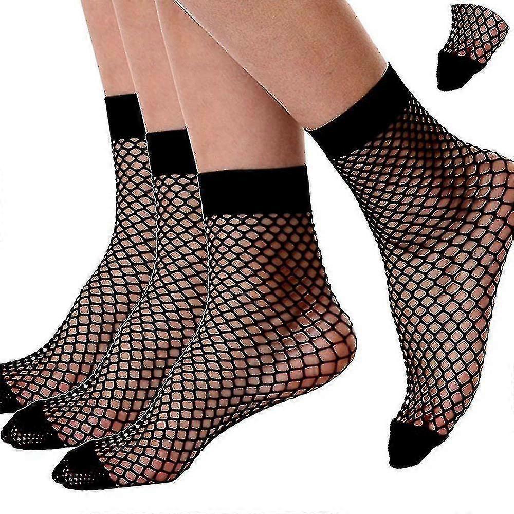 Womens Ankle High Tights Mini Diamond Net Socks 3 Pack