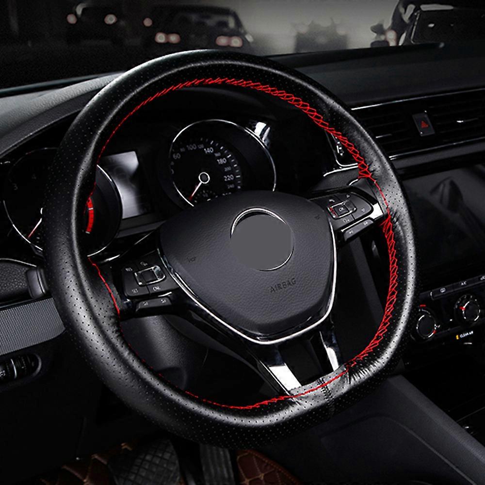 DIY 37/38cm Car Steering Wheel Cover Hand-Stitched Soft And Comfortable Artificial Leather With Needle And Thread Accessories