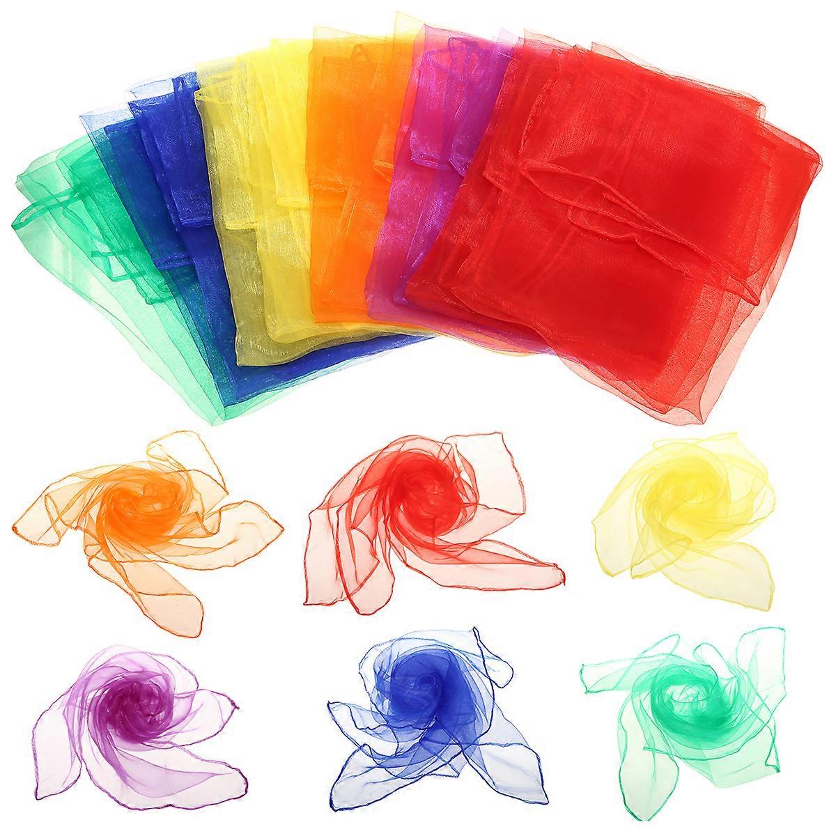 12pcs 60*60cm Juggling Cloths Gymnastic Towels Dancing Silk Scarves Red Yellow Orange Blue Purple Green Desigual Scarves|Party DIY Decorations|