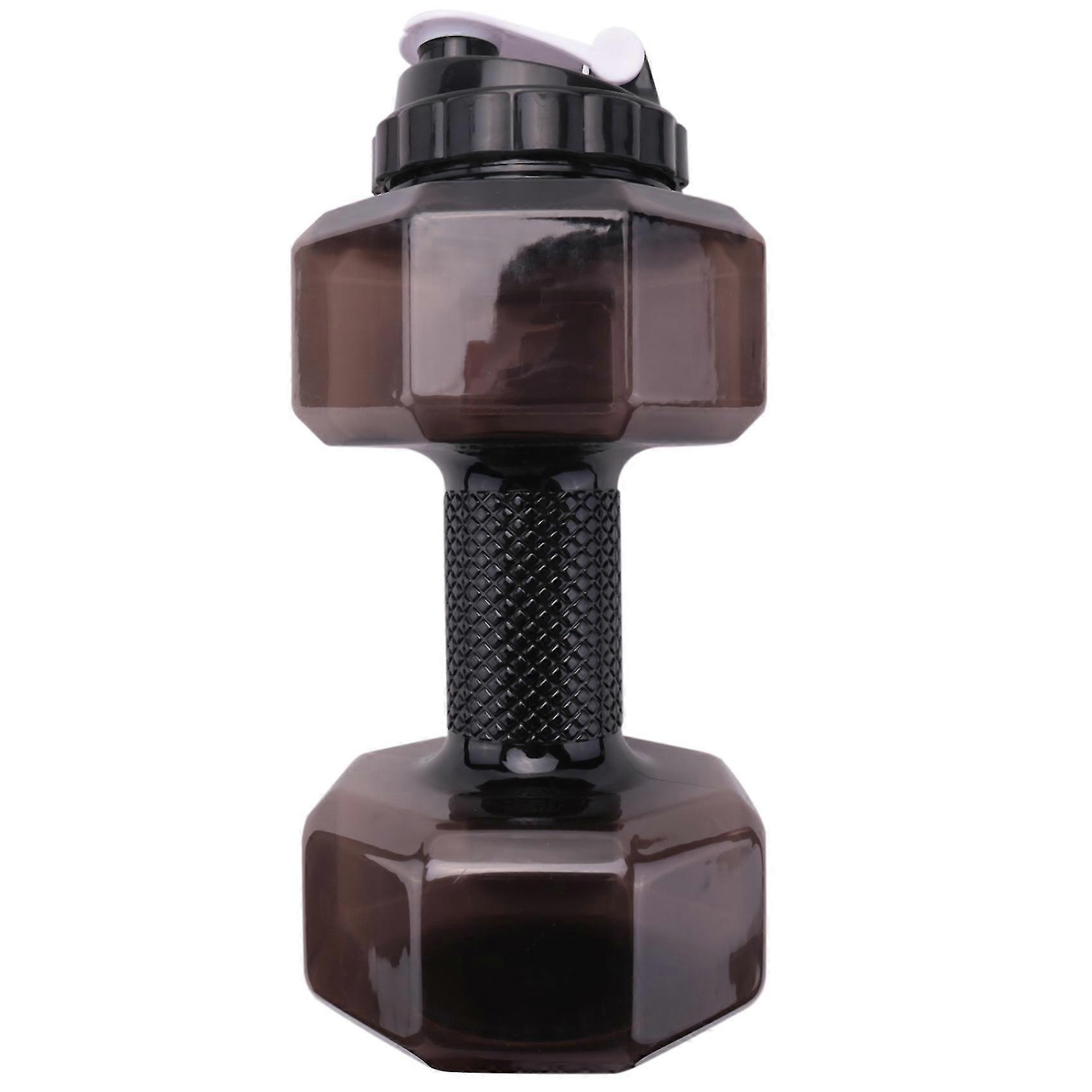 75 أوقية (2.2 لتر) زجاجة مياه على شكل دمبل سعة كبيرة Bpa مجانا الوجه العلوي غطاء إثبات تسرب أسود