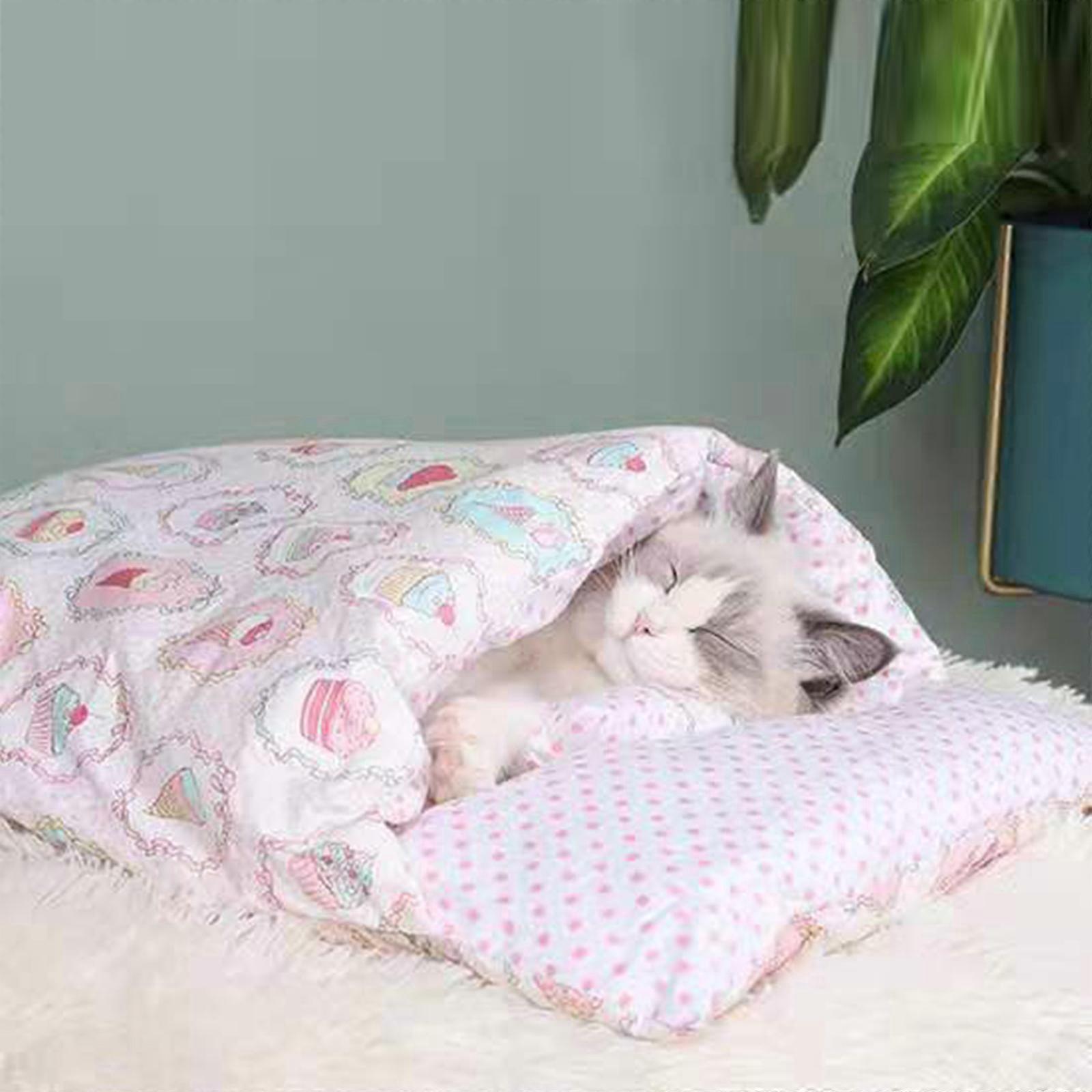Ortopedisk katt sovepose, katt sovepose, fluffy, varm, flyttbar, vaskbar, liten kjæledyr seng for katter, hunder