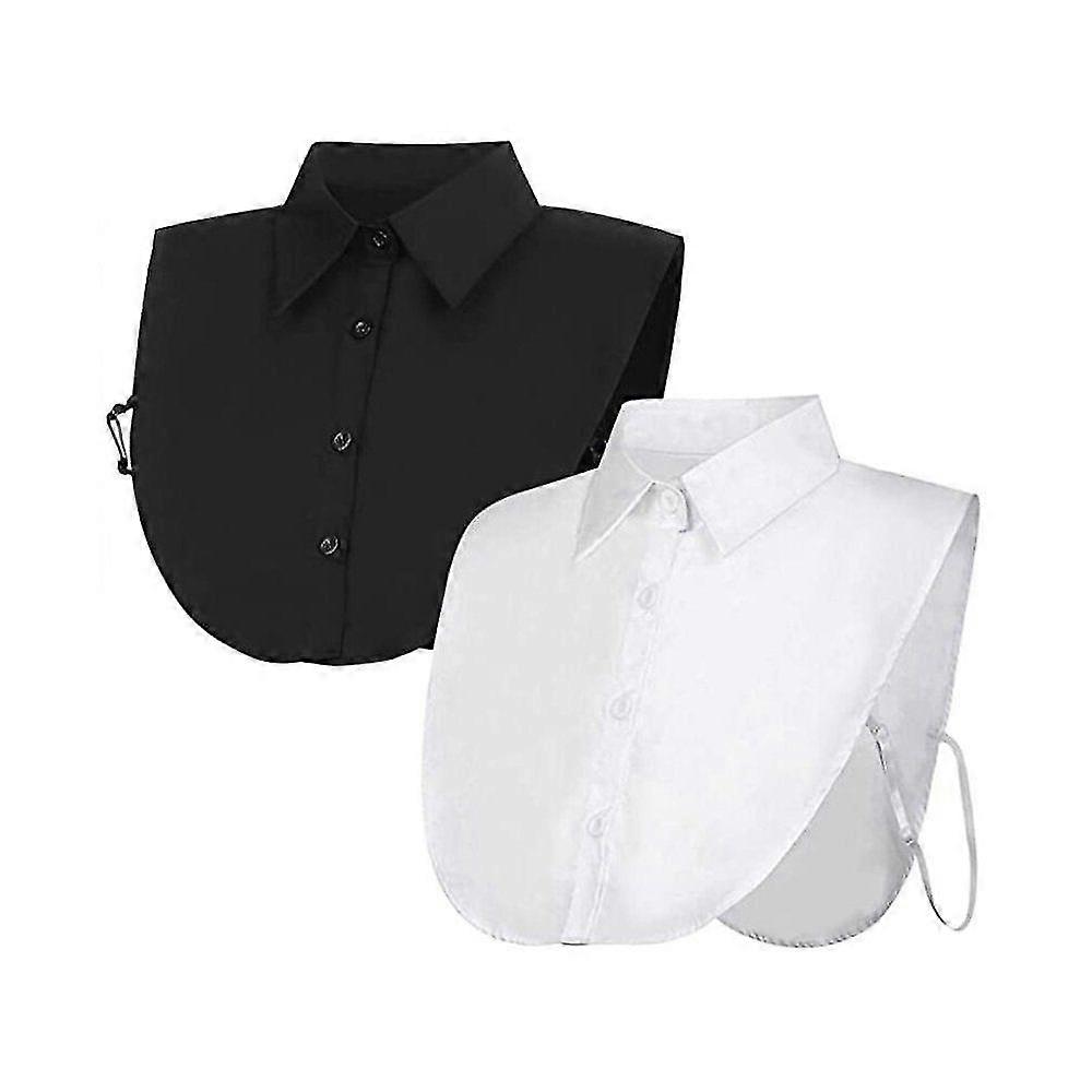 Lot de 2 faux cols amovibles pour femme (blanc et noir)