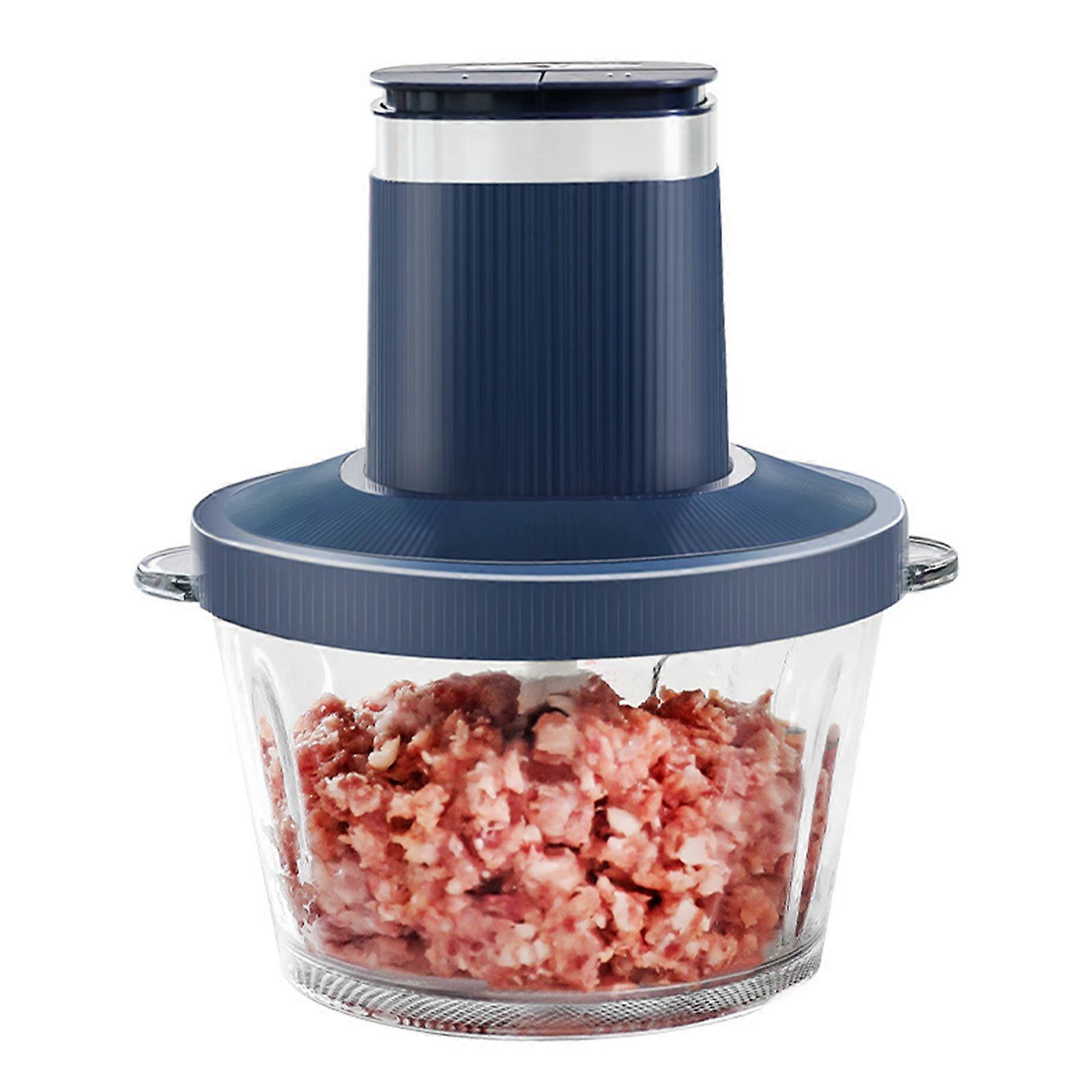 Electric Meat Grinder Fast & Slow 2 Speeds Multi-functional 2L Glass Food Processor Chopper Meat Mixer with 300W Power for Meat Vegetables Onion Peppe