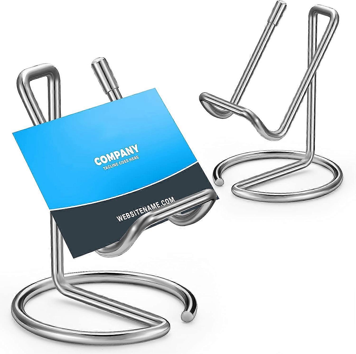 2 قطعة حامل بطاقة عمل معدنية للمكتب ، حامل الهاتف الخليوي ، حامل حامل عرض بطاقة العمل الأنيق