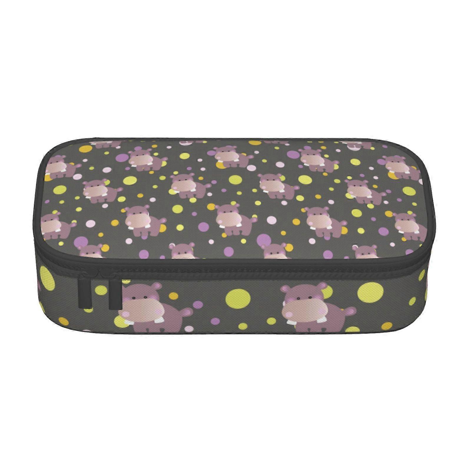 لطيف الكرتون فرس النهر نمط مقلمة القضية سعة كبيرة قلم رصاص الحقيبة ماكياج حقيبة اللوازم المكتبية القرطاسية صندوق قلم رصاص مع سحاب