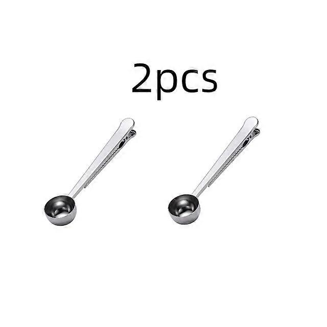 Two-in-one Stainless Steel Coffee Spoon Measuring Spoon With Seal Clip Kitchen Baking Scale Spoon Creative Kitchen Accessories