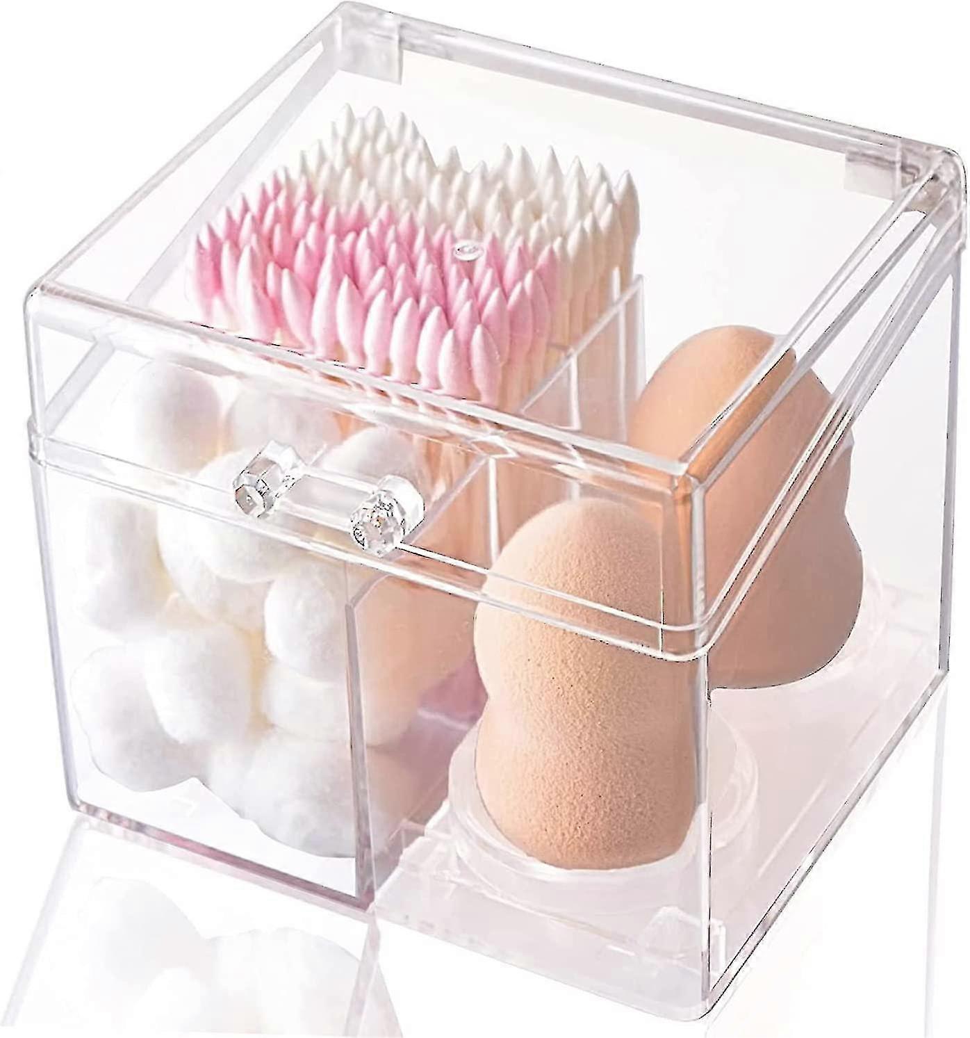 Multifunction Makeup Storage Containers, Makeup Sponge Rack, Vanity Countertop Storage Organizer Container