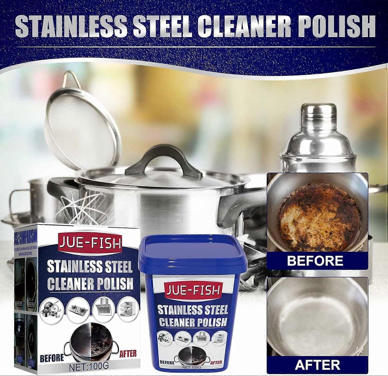 Stainless Steel Cleaning Paste, Multi-Purpose Powerful Cookware Decontamination Rust Removal, Kitchen Cleaning and Stain Removal Paste