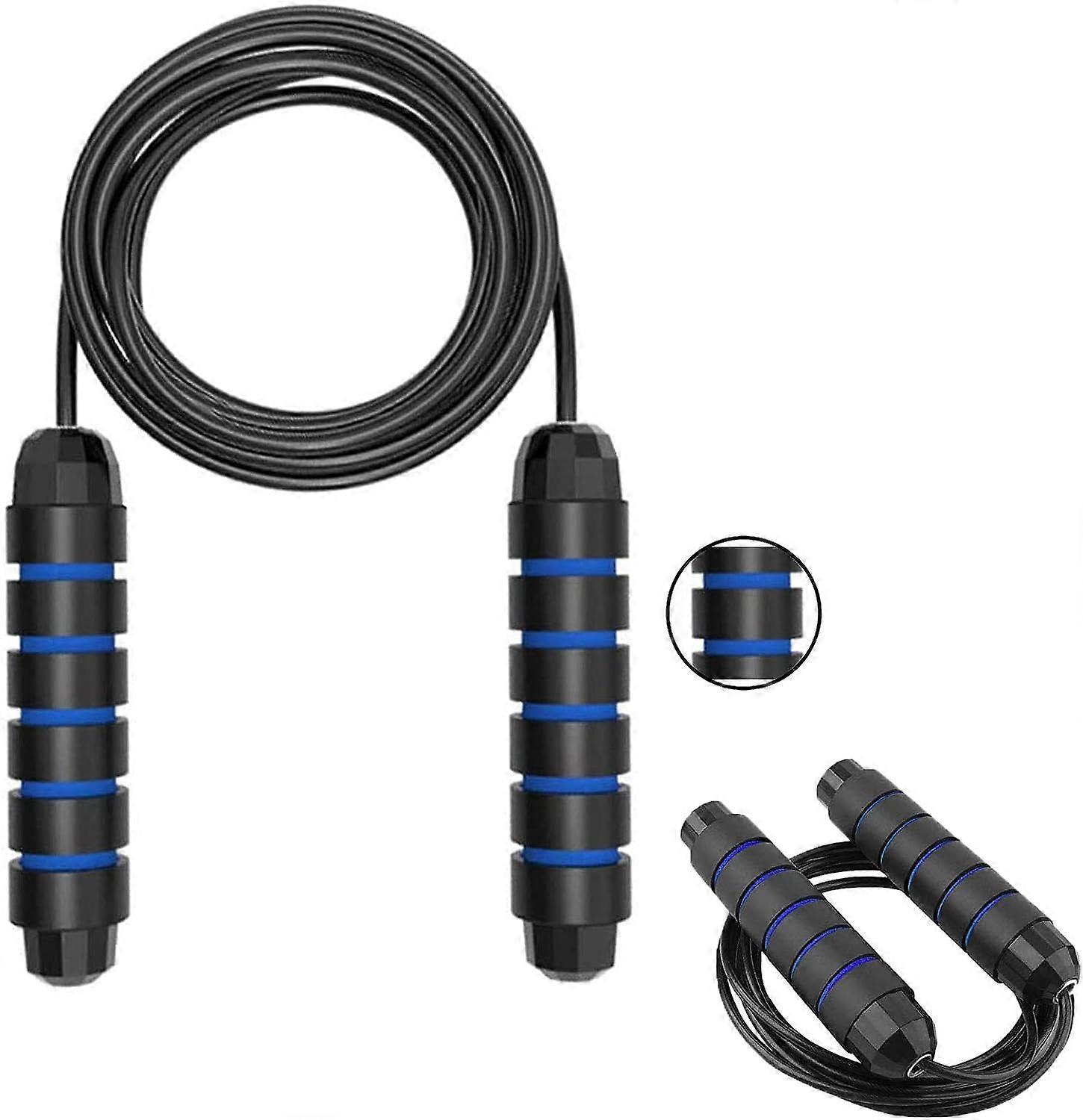 Skipping Rope, Adjustable Speed Jump Rope with Foam Handle, Memory Springs and Ball Bearings, Skipping Rope for Fitness, Crossfit, Sports, Boxing