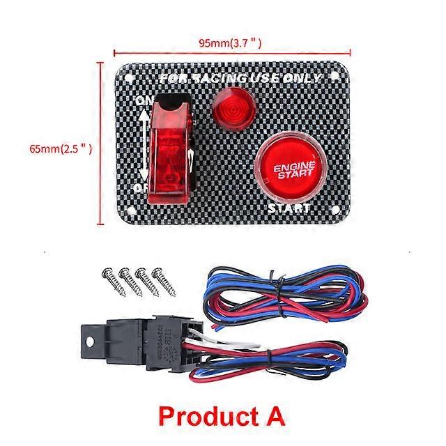 LED Toggle Ignition Switch Panel Engine Start Push Button Set Car Accessory Universal For 12V Power Speediness & Racing Vehicle