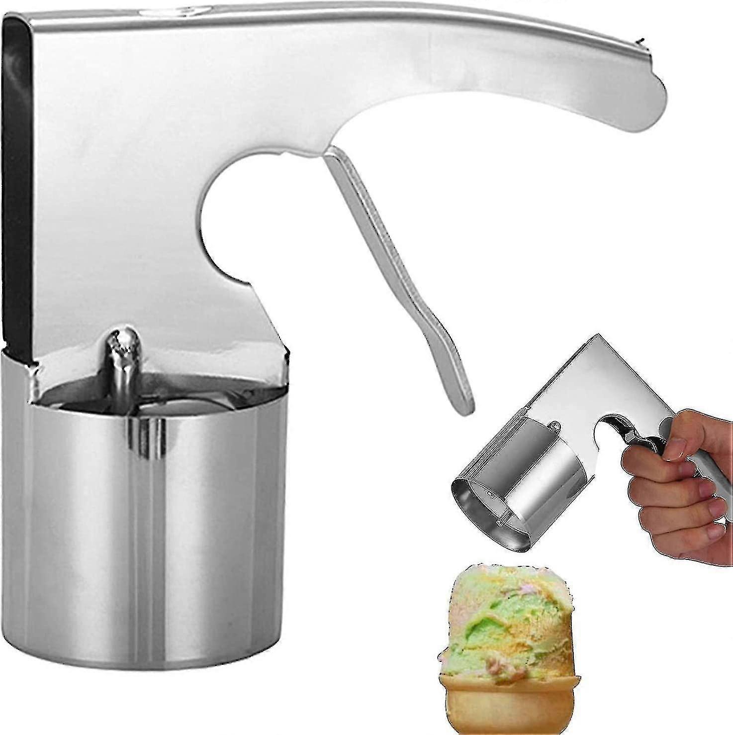 Cylindrical ice cream scoop, large stainless steel cylindrical ice cream scoop with spring