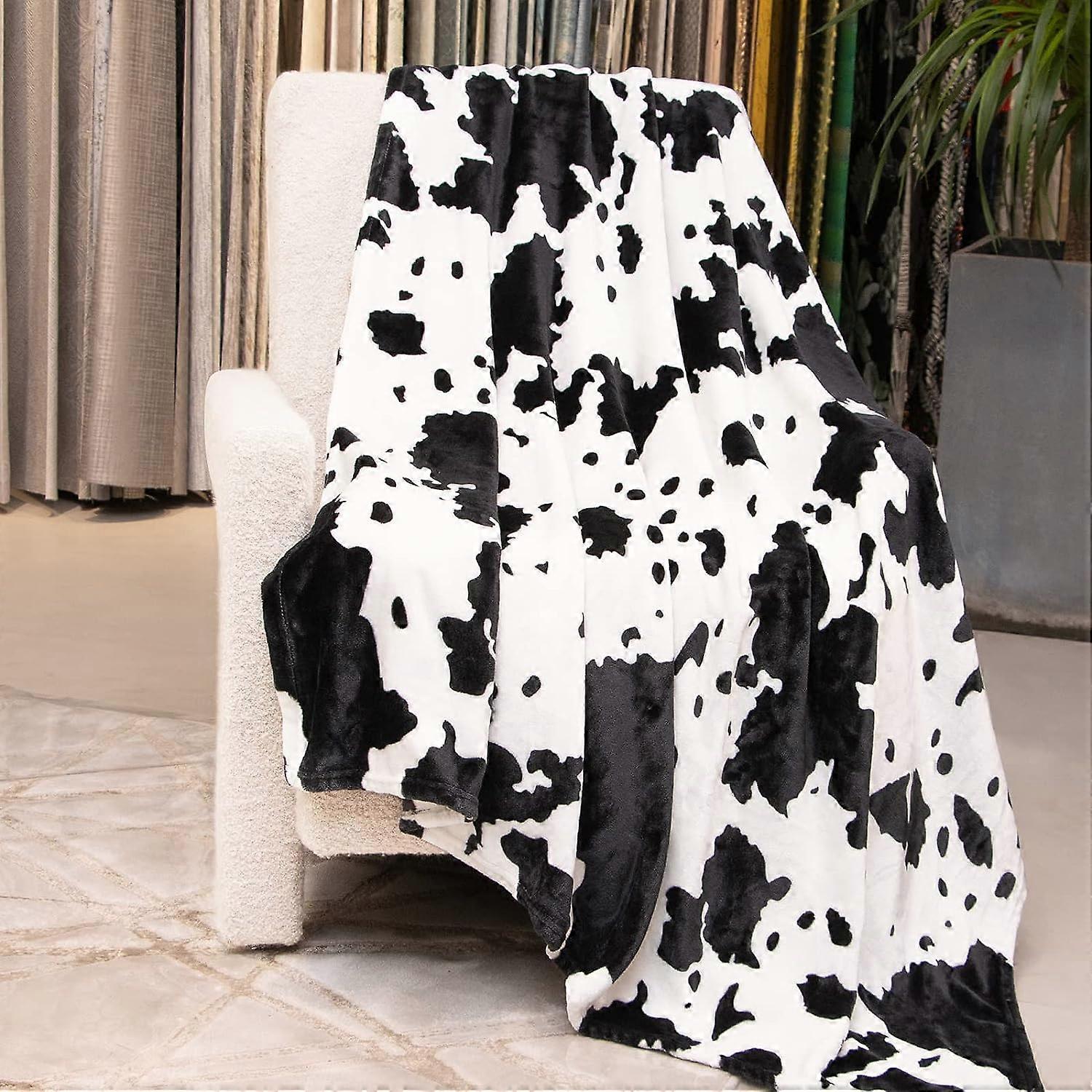 Wool BlanketCow Print Soft CoverletLightweight Coverlet