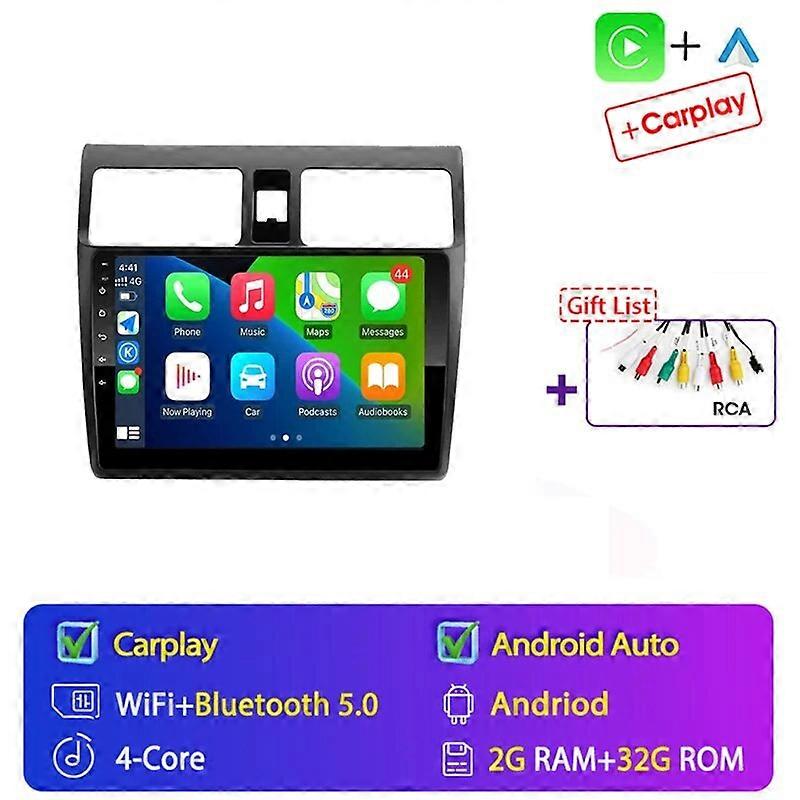 10.1 "Android 12 Autoradio Pour Suzuki Swift 2003-2010 2din Multimidia Lecteur Vidéo GPS Navigation 4G Carplay Unité principale