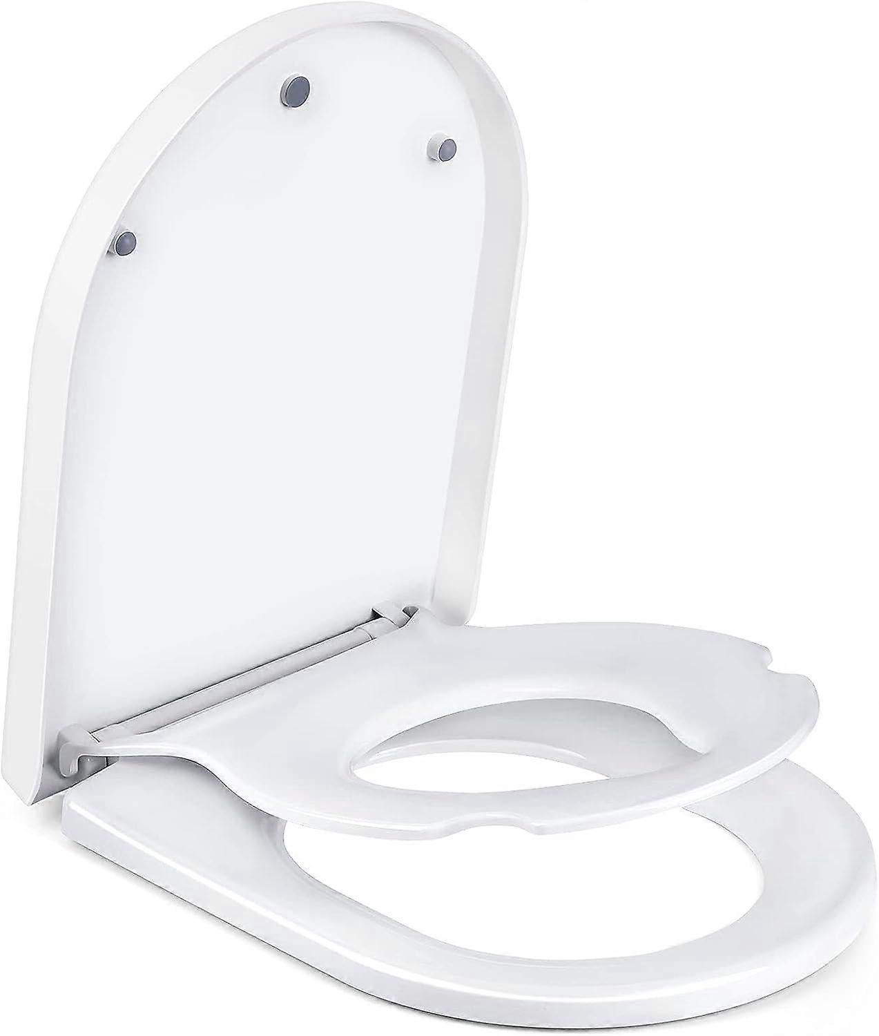 Familien-WC-Sitz WC-Sitz mit magnetischem Kindersitz langsamer Abstieg mit Fallbremse Soft-Close U-förmiger Toilettensitz für Erwachsene und Kinder