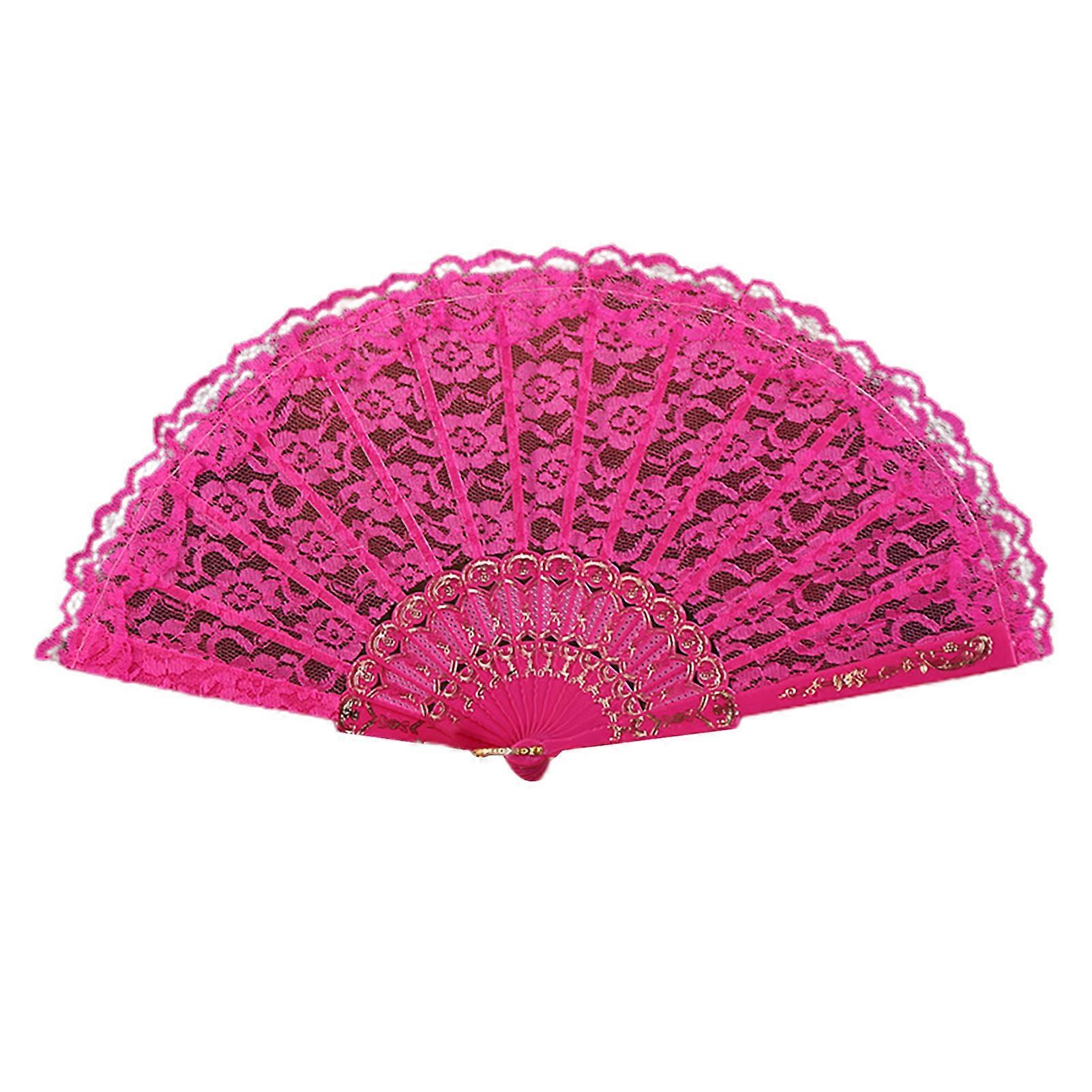 Folding Fan Perspective Handcrafted Plastic Frame Elegant Lace Handheld Fan for Outdoor